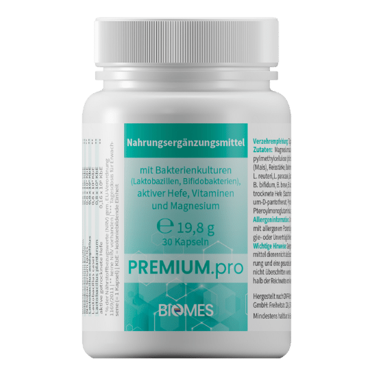 Produktfoto PREMIUM.pro BIOMES probiotische Nahrungs&shy;ergänzungs&shy;mittel in Deutsch